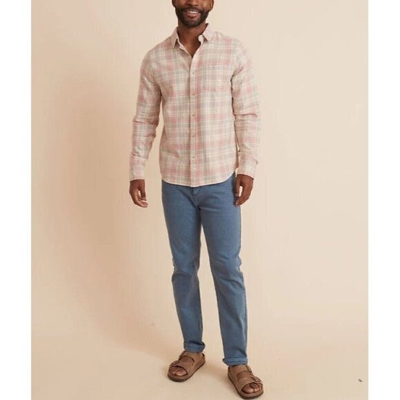 NWT Marine Layer Classic Double Twill Shirt in Rose Cream Small - Picture 1 of 6
